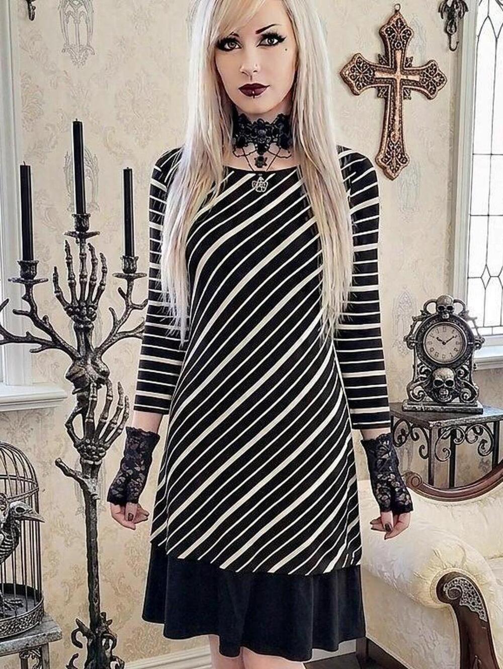 White House Black Market black and white striped dress 134